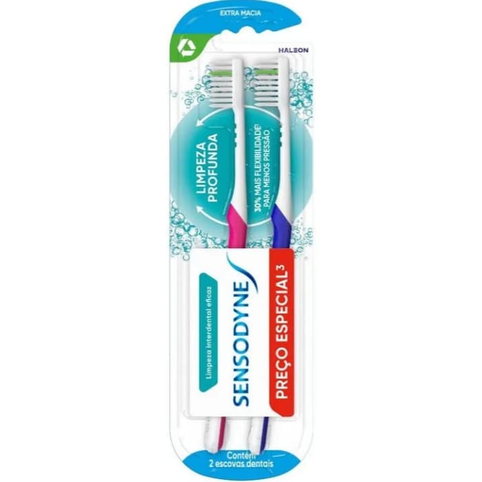 Sensodyne Limpeza Profunda Escova de Dente Extra Macia para Dentes Sensíveis - Kit com 2 unid.Promoção