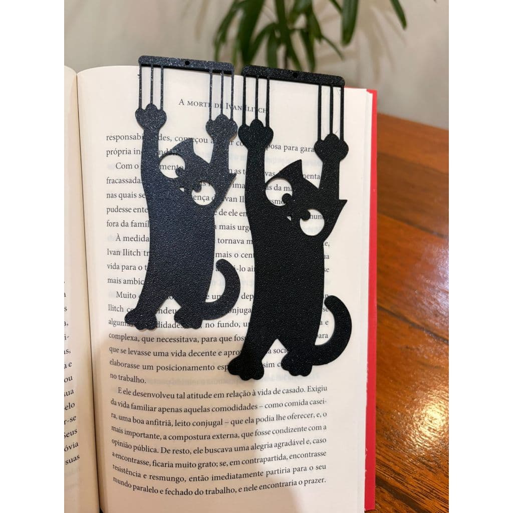 Kit 2 Marcadores de Página Gato Caindo Impressão 3D Grande e Pequeno Fofos Livros PresenteBookmark Criativo