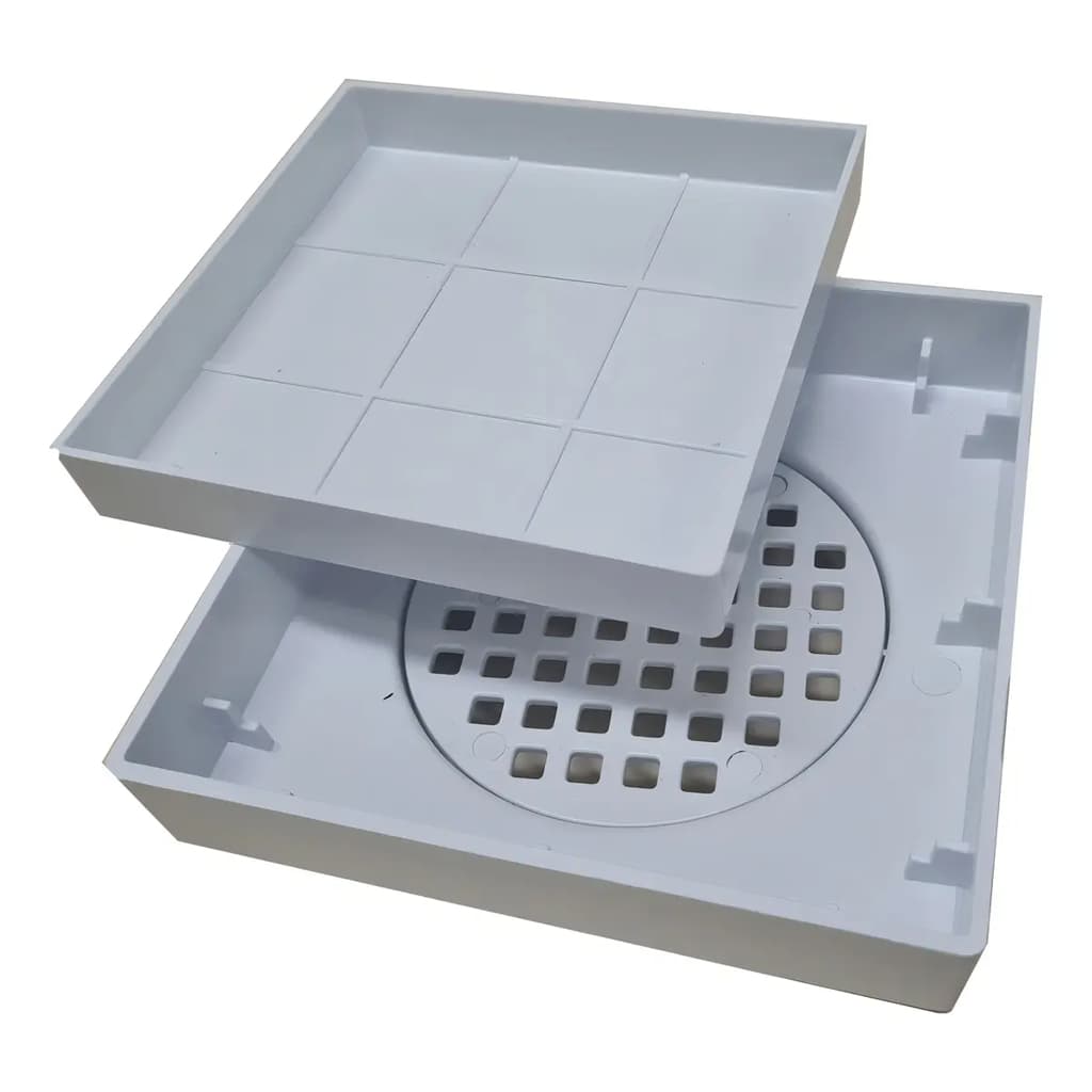 Ralo Oculto 15x15 Seca Piso Inteligente para Porcelanato Banheiro Branco ABS Antiodor