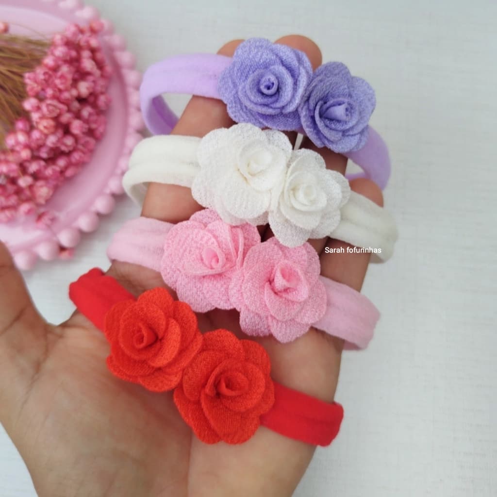 kit 4 faixinhas flores/laços Rn/tiara flores/laço de bebê/lacinho luxo/tiara RN