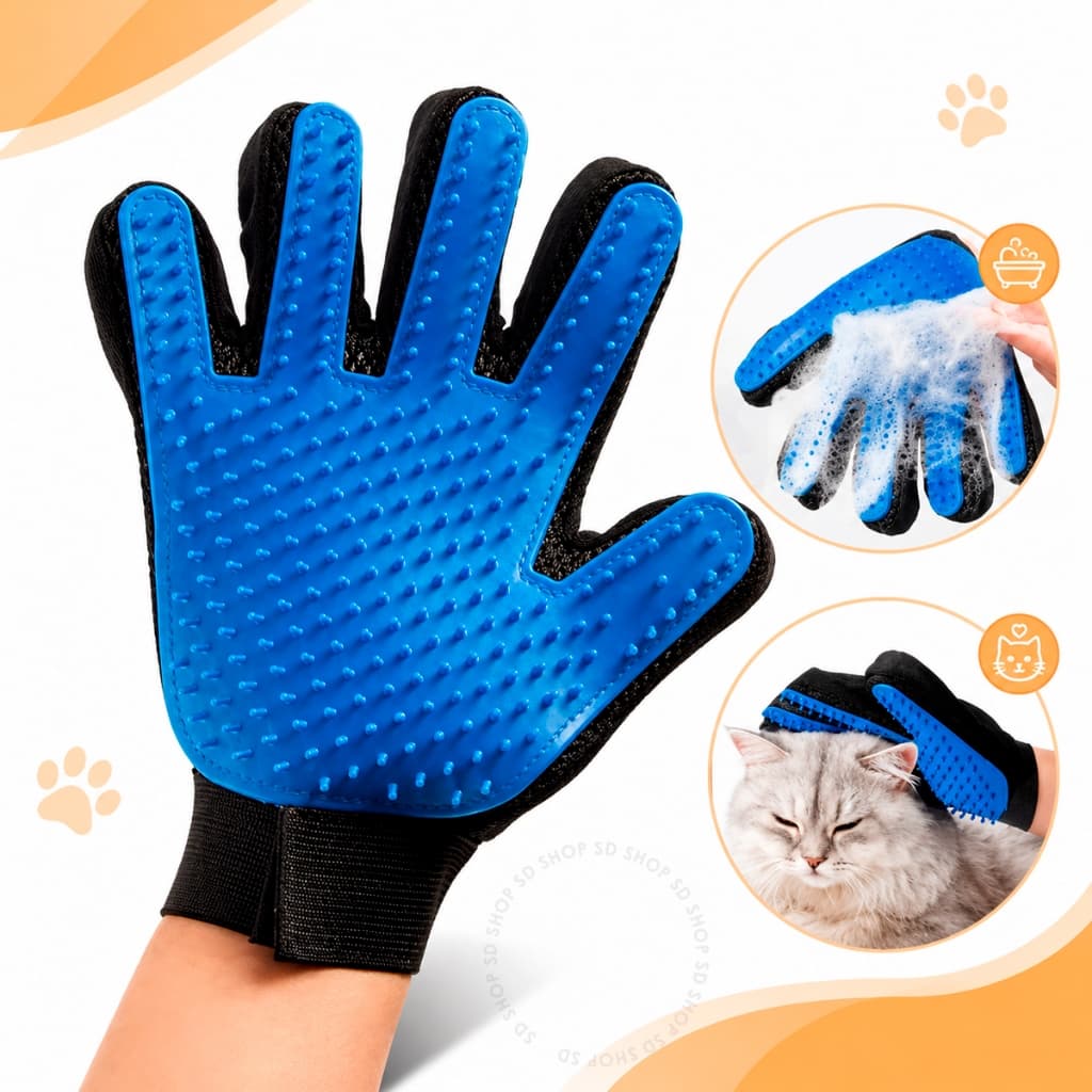 Luva Magnéticas Escova Pet Tira Remove Pelos de Gatos e Cachorros com Facilidade