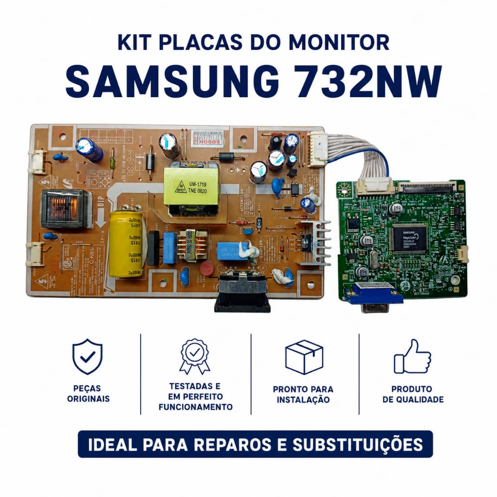 Kit Placas Monitor Samsung 732NW Fonte + Placa Lógica Original - LS17PENSFLXAZ
