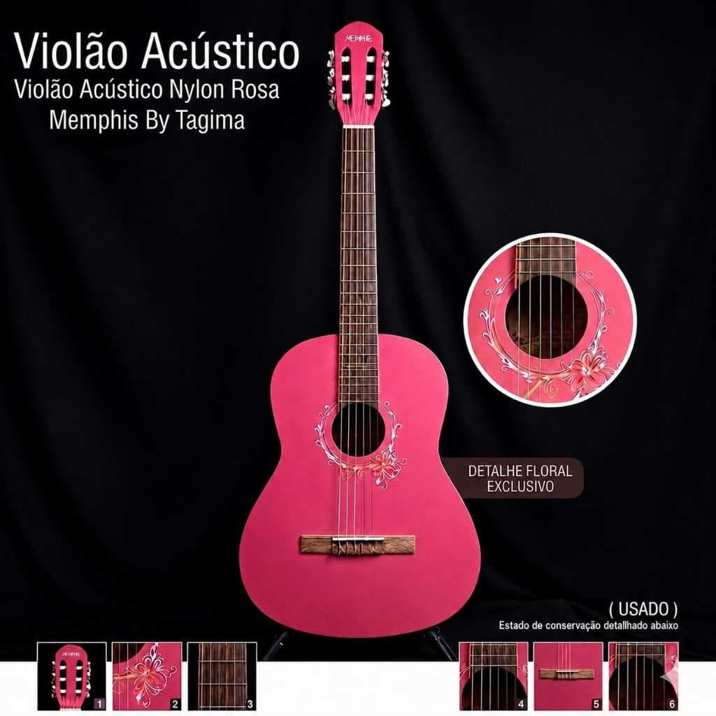 Violão Acústico Tagima Memphis AC-39 Nylon Rosa Verniz Brilhante ( Usado )
