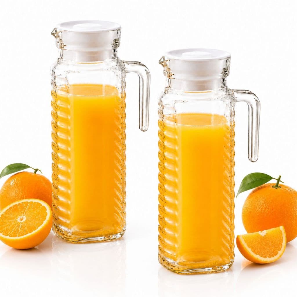 1 ou 2 Jarra de Vidro Suco Suqueira 1 Litro com Tampa Suiça Alça Transparente