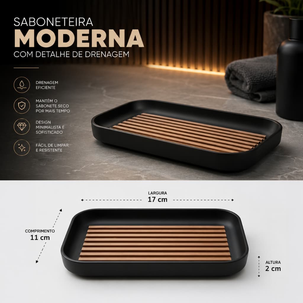Saboneteira Porta Sabonete com Drenagem Minimalista Banheiro Lavabo