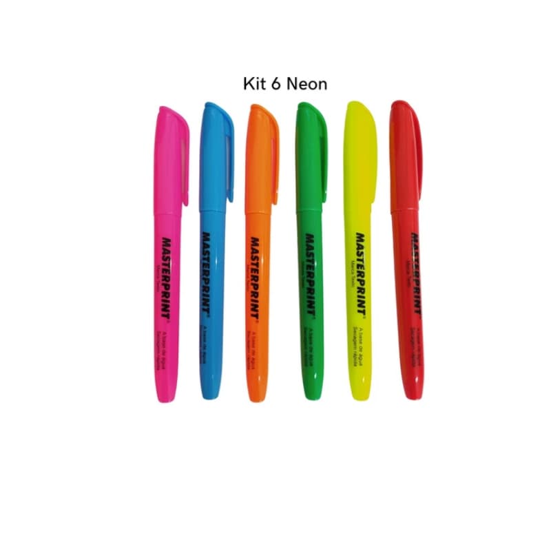 Canetas Marca Texto Neon Masterprint C/6 und Cores Variadas - Grifa texto