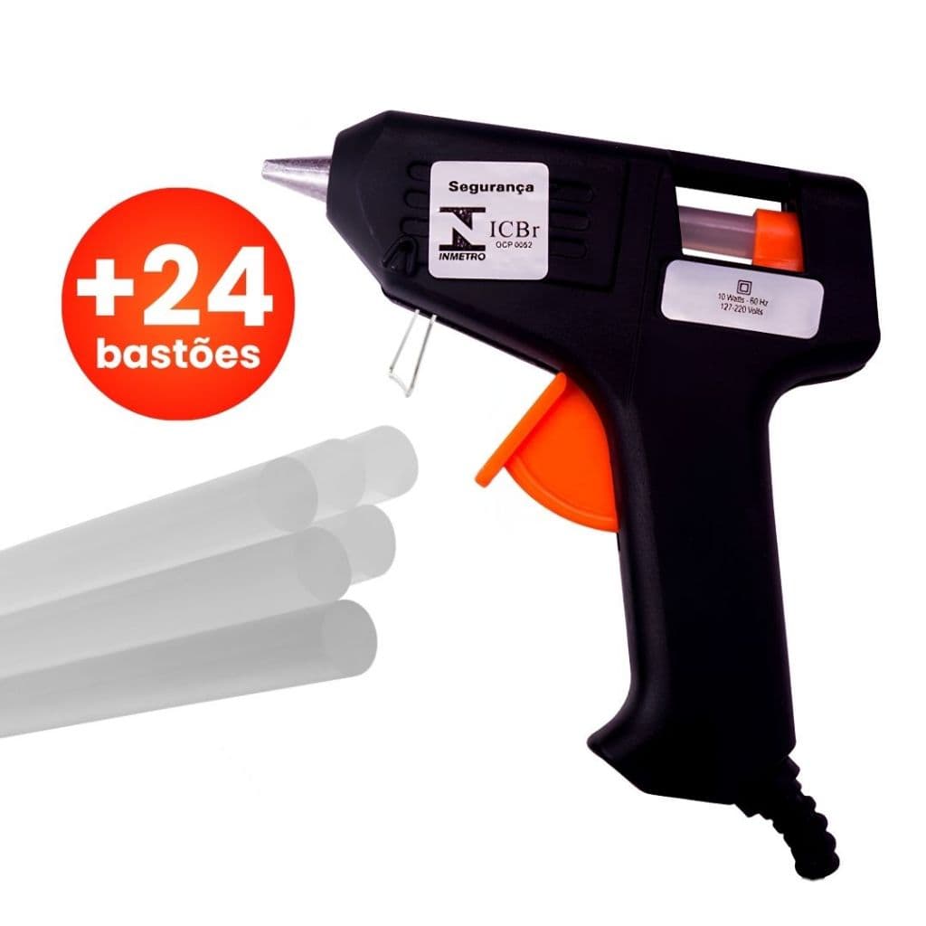 Kit Pistola De Cola Quente Bivolt C/ 24 Mini Bastões Incluso Recarregável