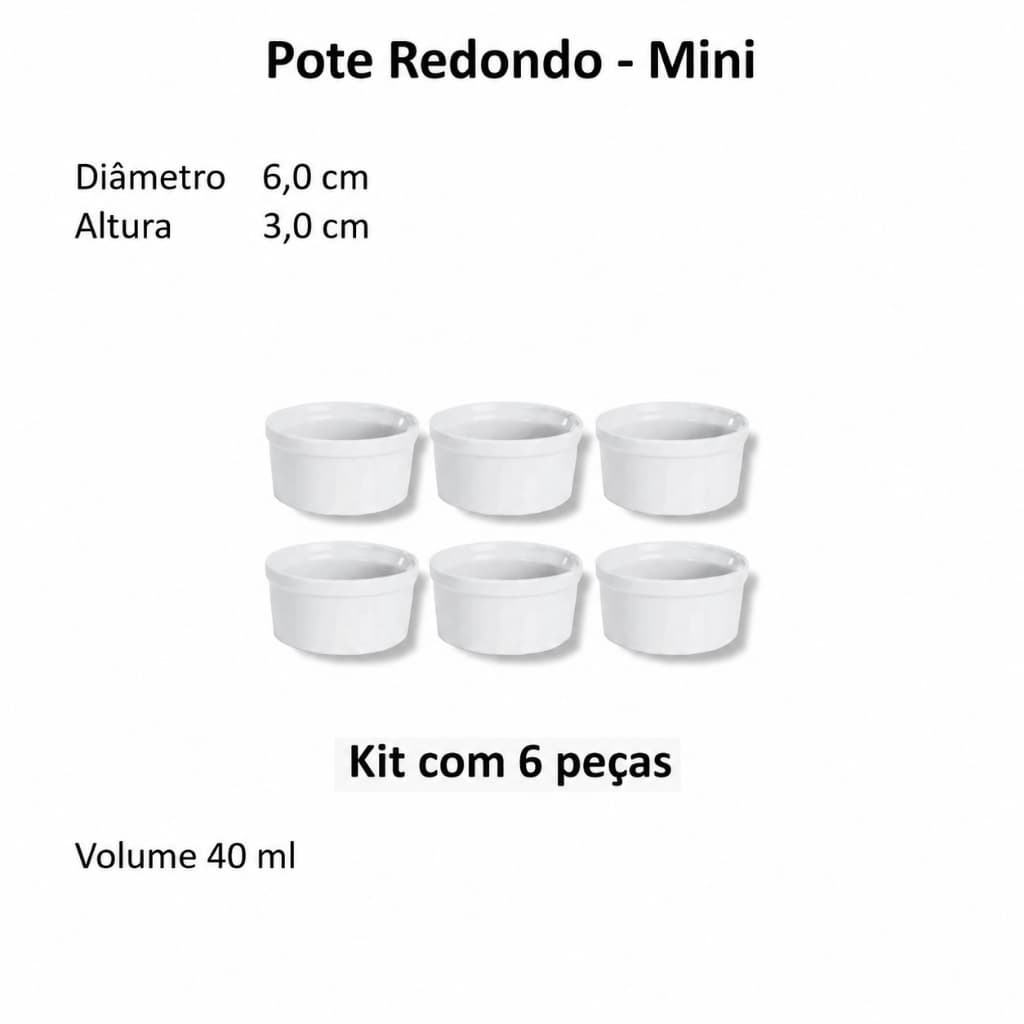 Potes Redondos MINI de porcelana - 06 unidades