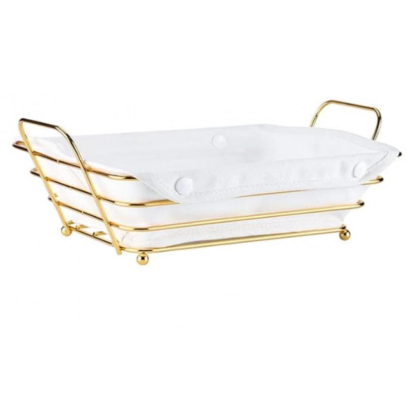 Cesto para Pão Retangular Dourado (29199.5cm, 260g), Elegante com Forro de Tecido