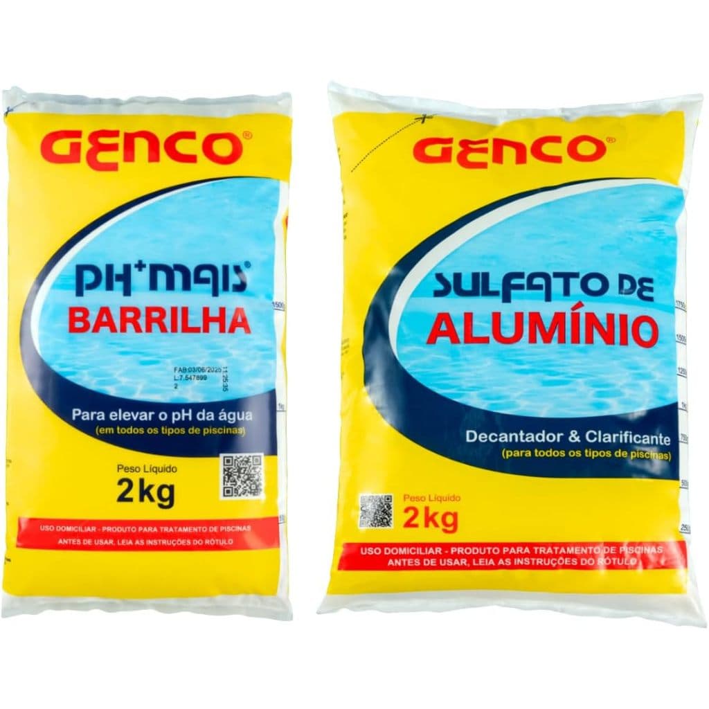 Kit Genco PH Mais Barrilha + Sulfato Alumínio 2kg Para Piscina