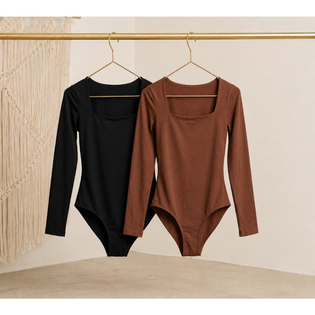 Kit 2 Body Feminino Manga Longa Suplex Premium Justo E Confortavel Alta Tendencia Moda Feminina