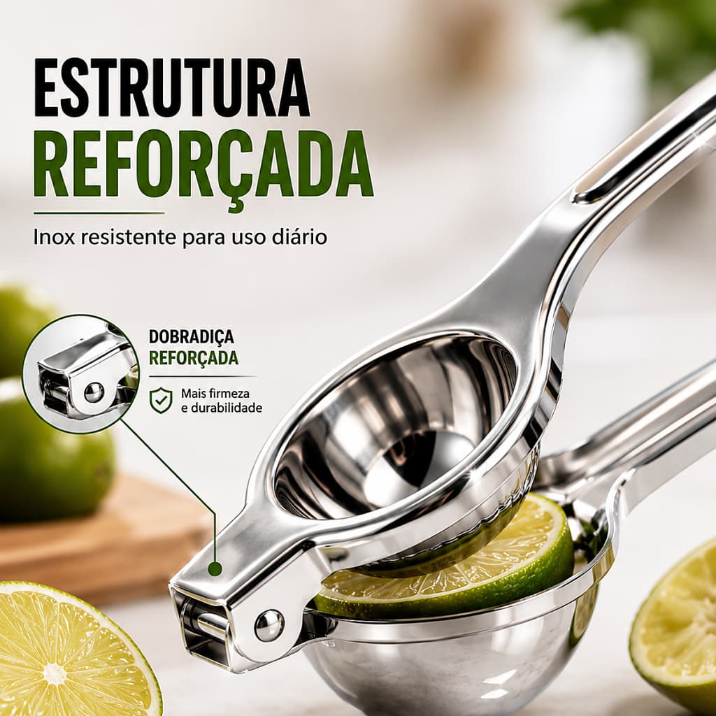Espremedor de Limão Aço Inox com Extração Máxima de Suco