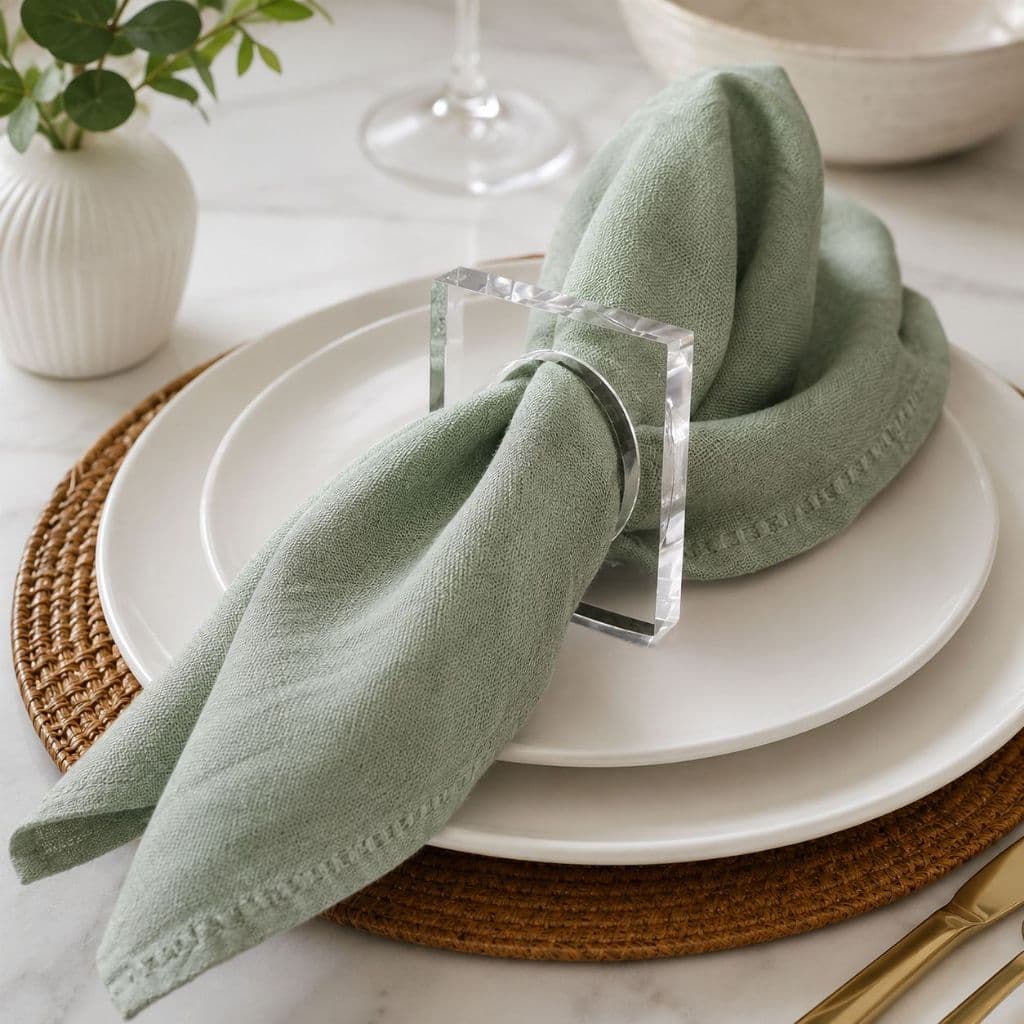Conjunto de 12 Porta-Guardanapos Acrílicos, Quadrados Transparentes Decoração de Mesa Durável