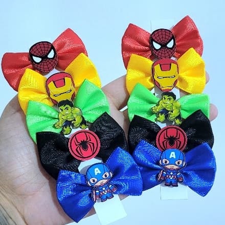 Kit 10 Laços Pet (5 pares)/Laços pet macho/laços pet heróis/pet macho/cachorro macho/super heróis/herois