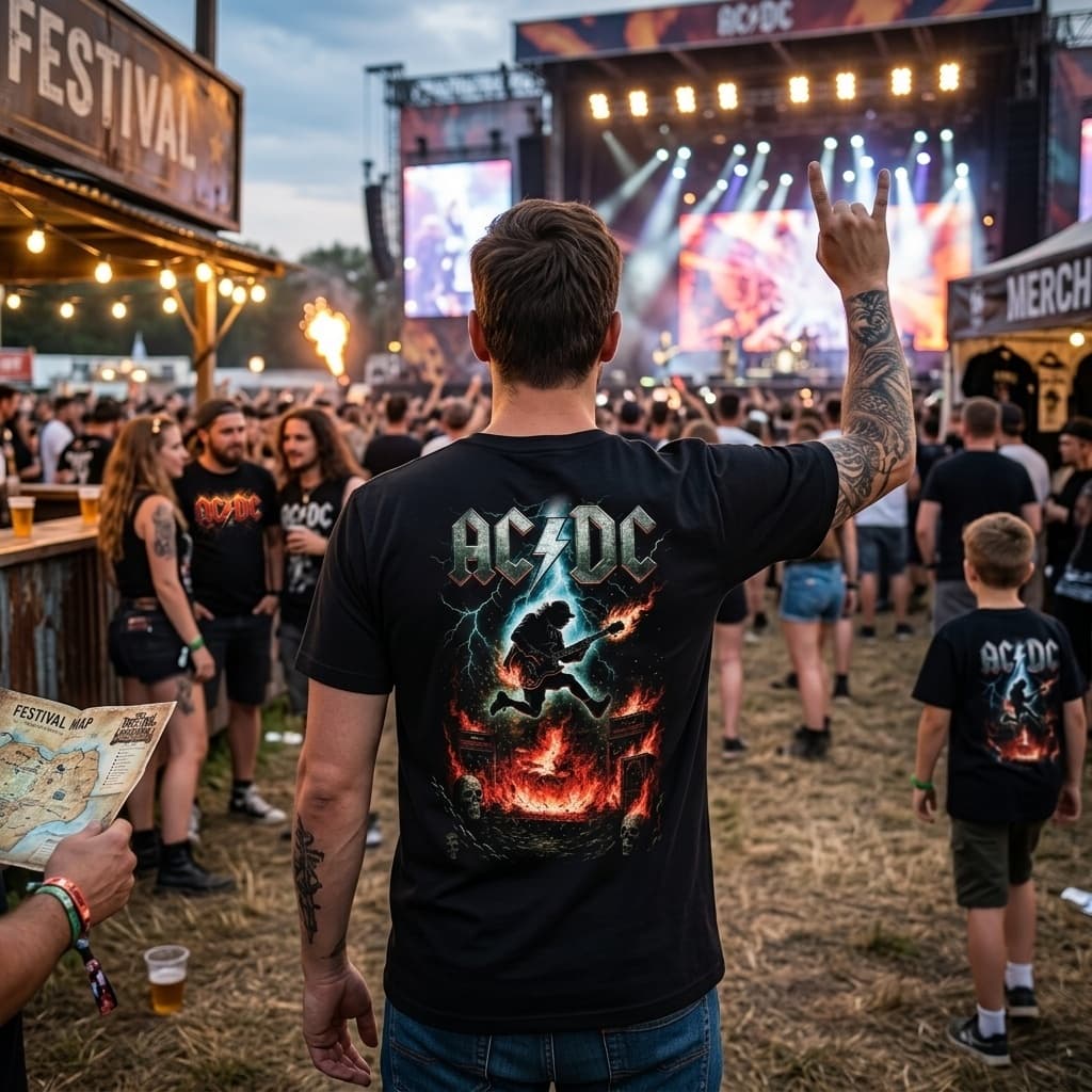 Camiseta Banda AC/DC 100% Algodão Premium Preta Estampa Rock Concerto
