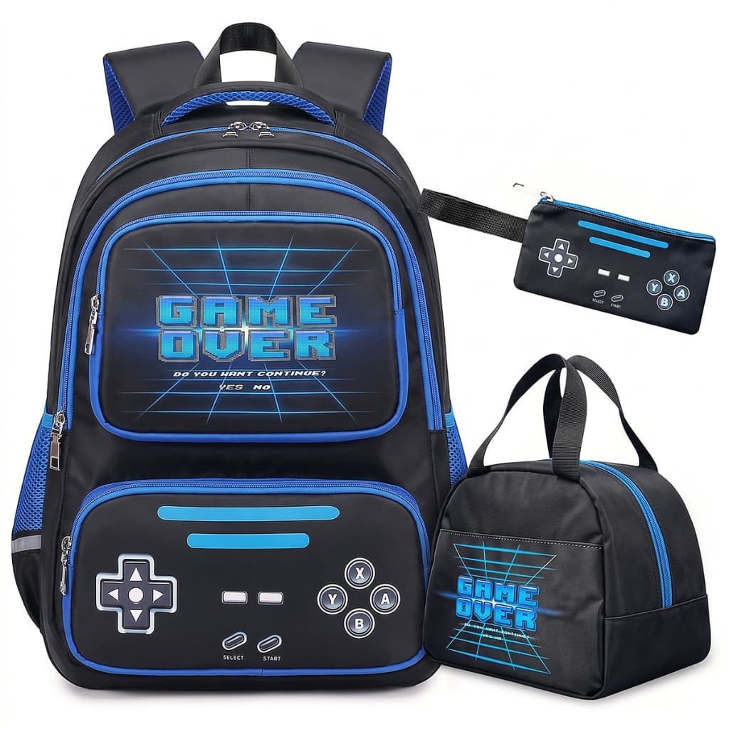 Mochila Escolar Infantil Menino Masculina Reforçada Grande de Costas Gamer Juvenil P/ Criança Aula Estudo Alça Confortáv