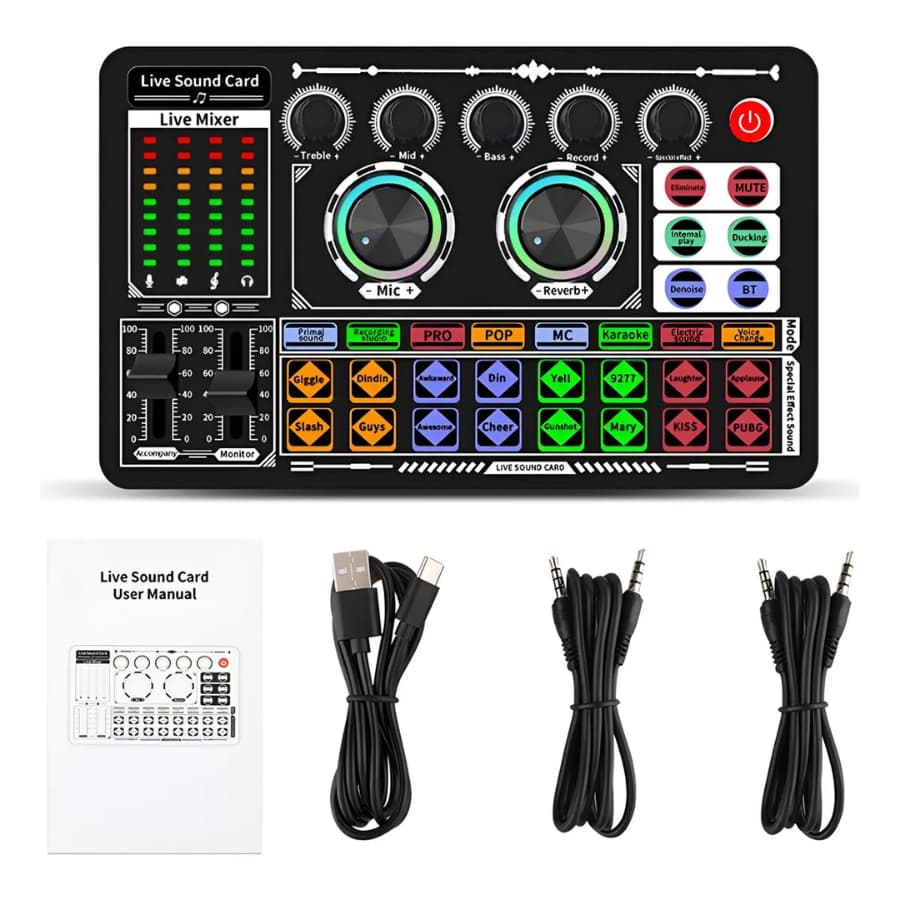 Mixer de Audio Profissional MPS-002 TOMATE Bluetooth Canal Duplo Digital Mesa De Som Recarregável Multifunção LIVE