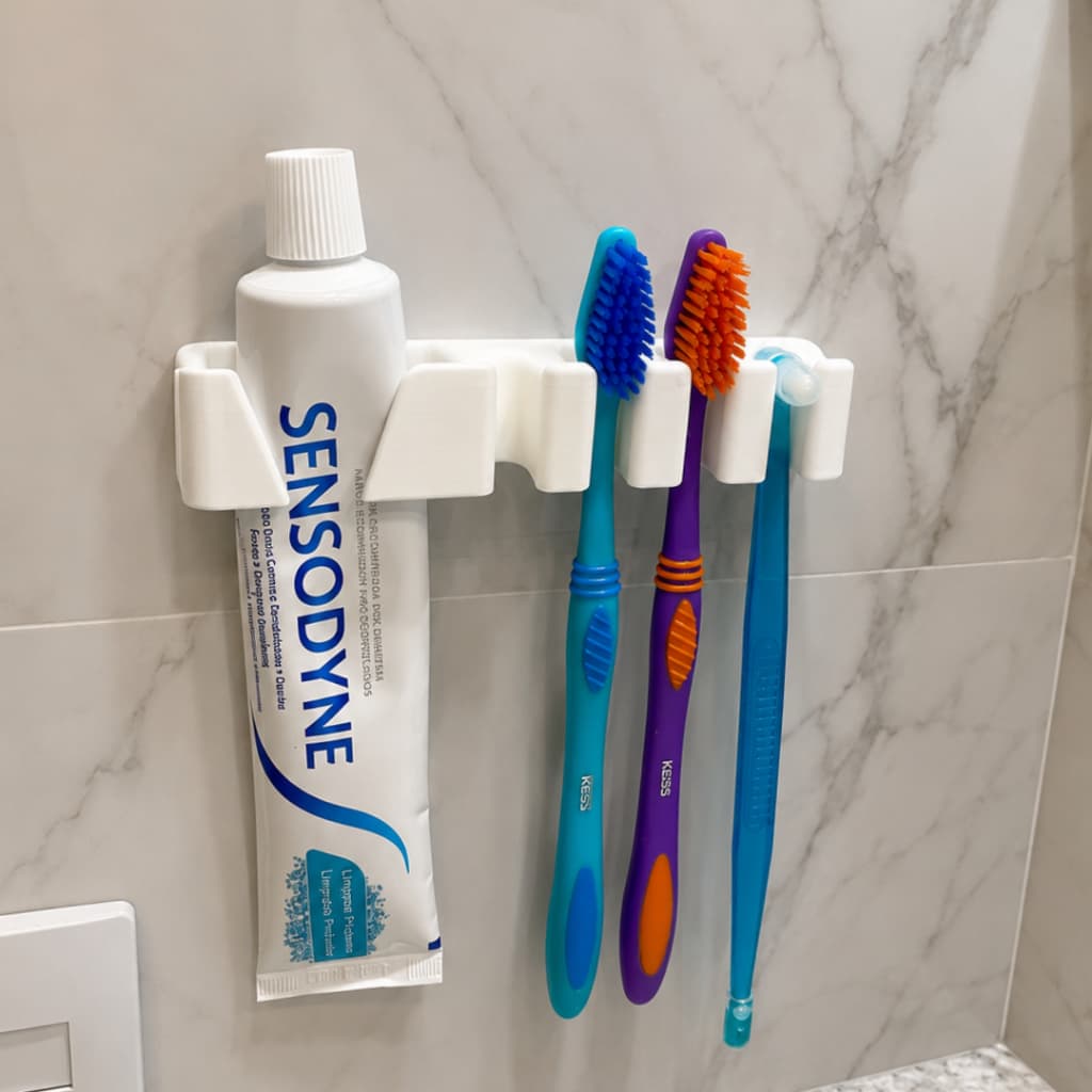 Suporte para Escovas e Pasta de Dente – Organizador de Parede Moderno