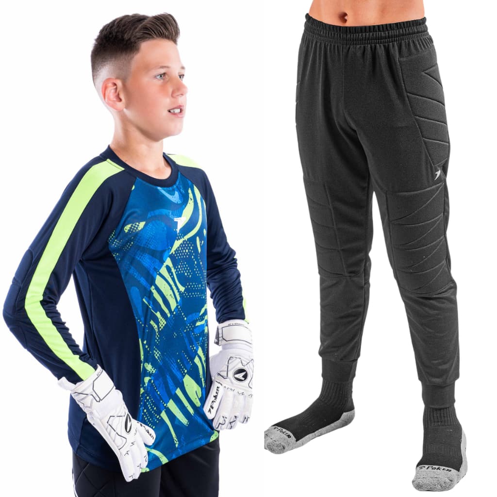 Kit Goleiro Futebol Infantil Camisa E Calça Acolchoada Poker