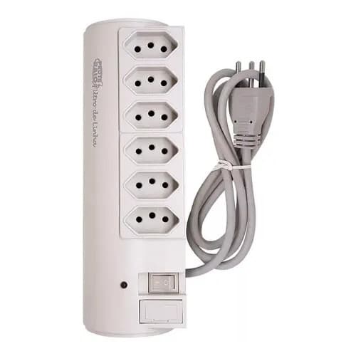 Filtro De Linha 6 Tomadas Bivolt Cinza - Pw Cor Bege 127V/220V