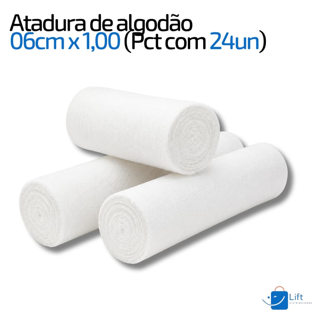 Atadura de Algodão Ortopédica Pacote c/ 24 Unidades | 06cm x 1,00 - Curativo e Proteção Ortofen
