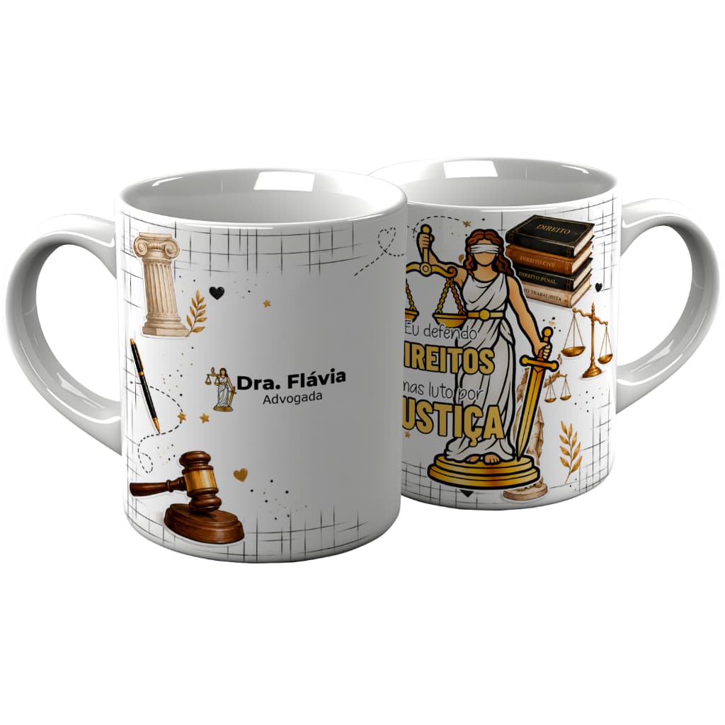 Caneca xicara personalizada com nome tema Advogado Advocacia
