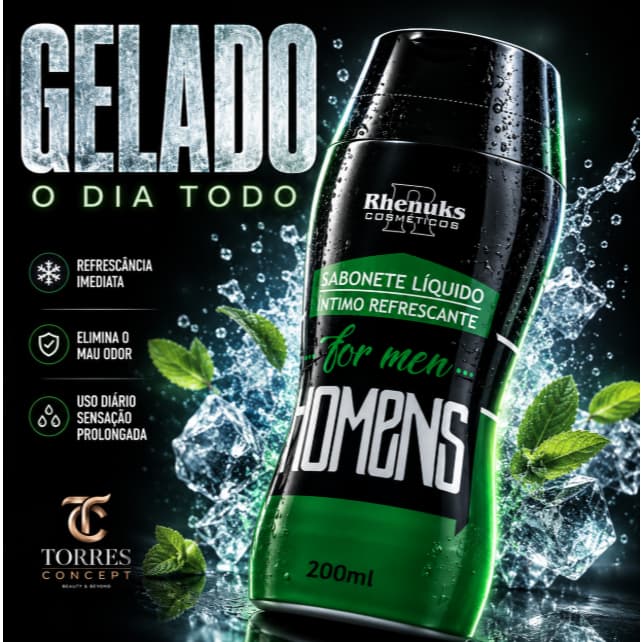 Sabonete Intimo Masculino For Men Rhenuks 200ml Refrescante Gel Higiene Corporal Do Homem Original