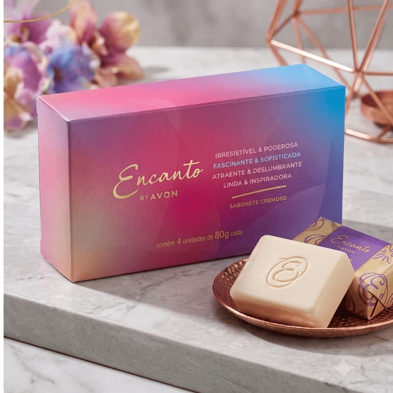Sabonete Cremoso Avon Encanto Espalhe Sua Essência Pink - 80g | Fragrância de Flores, Ylang e Violeta