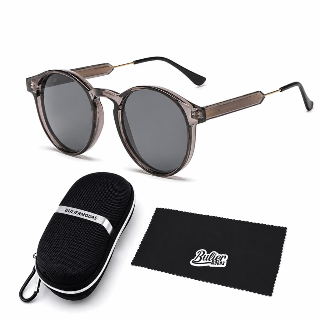 Óculos De Sol Bulier Modas California, Cor Cinza Fumê Armação Acetato, Lente Fumê Uv400 + Case e Flanela