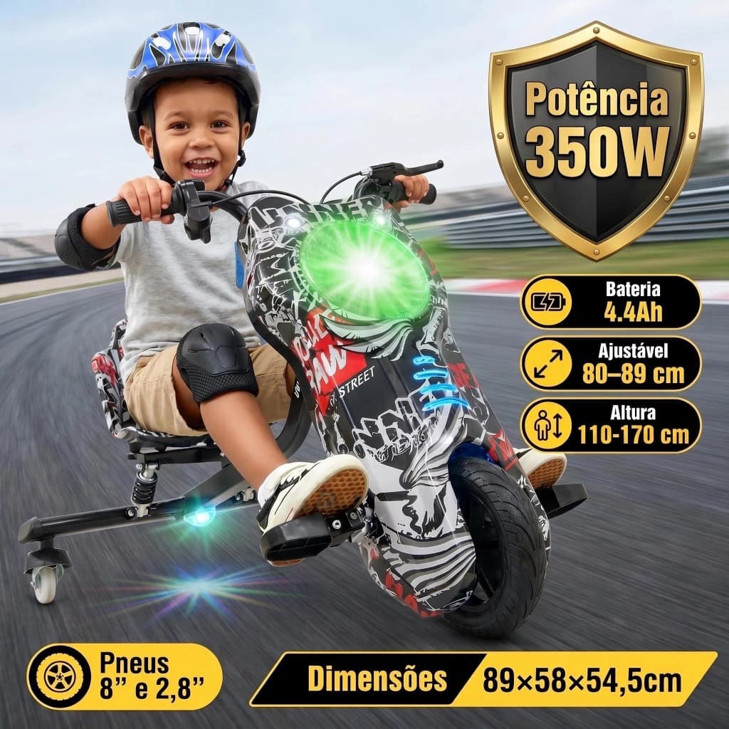 350W HONEYWHALE 007B Triciclo Elétrico Drift Infantil 75min 20KM/H