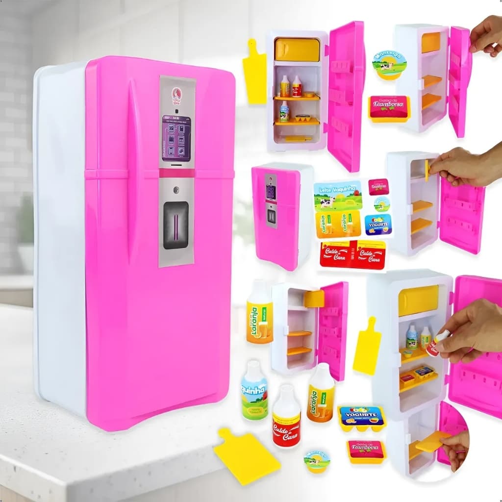 Geladeira Infantil Cristal Luxo Cozinha Acessórios Lua De Cristal Menina Faz De Conta