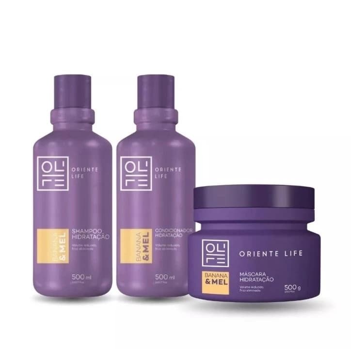 Kit Banana e Mel Shampoo Condicionador e Máscara 500ml Oriente Life | Hidratação Profunda e Brilho Intenso