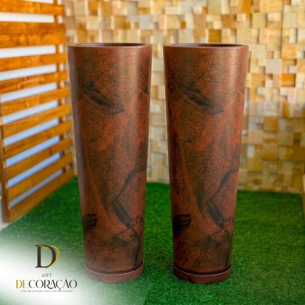 Kit 2 Vasos Decorativo para Plantas Coluna Slim Alta Ideal para Sala Varanda e Área Gourmet