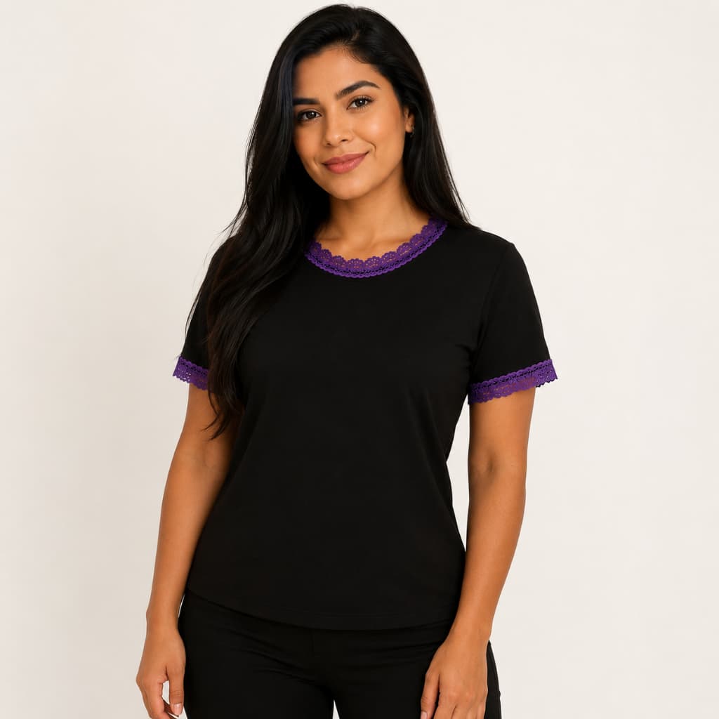 Camisú Feminino Umbanda e Candomblé Com Renda Roxa Premium P Ao GG