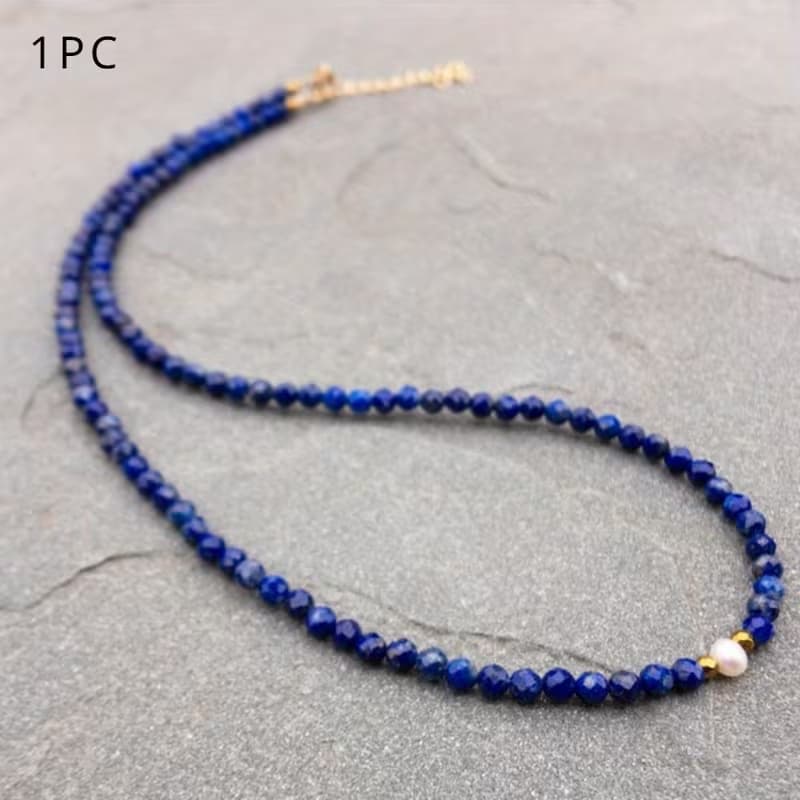 COLAR CHOKER DE PEDRAS NATURAIS DE LÁPIS-LAZÚLI 200-T33