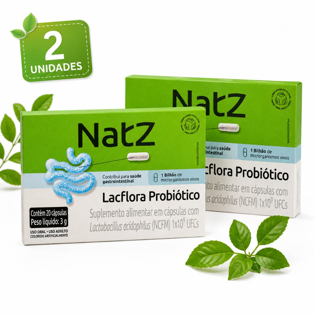 Probiótico Lactobacillus Acidophilus Natz 20 Cápsulas Kit Com 2 Unidades