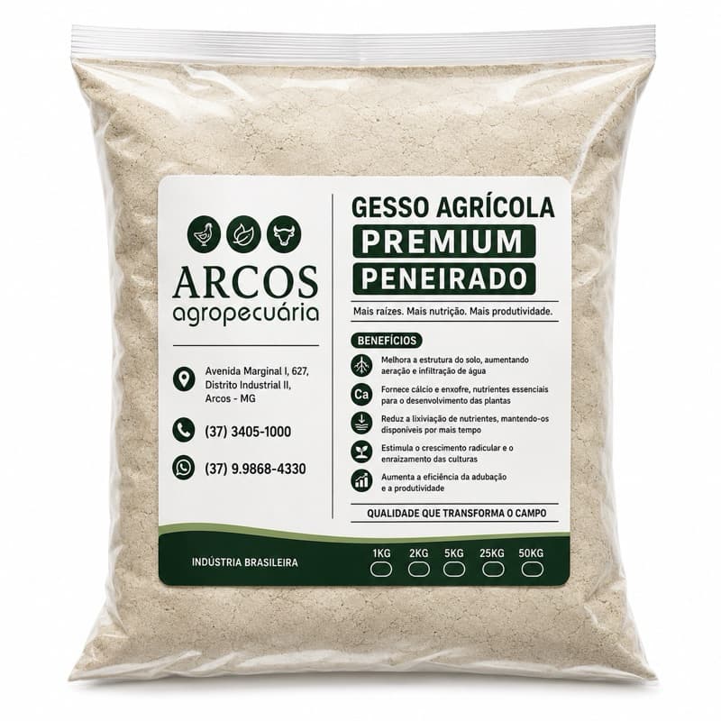 Fertilizante Gesso Agrícola Premium 5, 10 e 20 Kgs Peneirado | Sulfato de Cálcio | Melhora Raízes e Produtividade