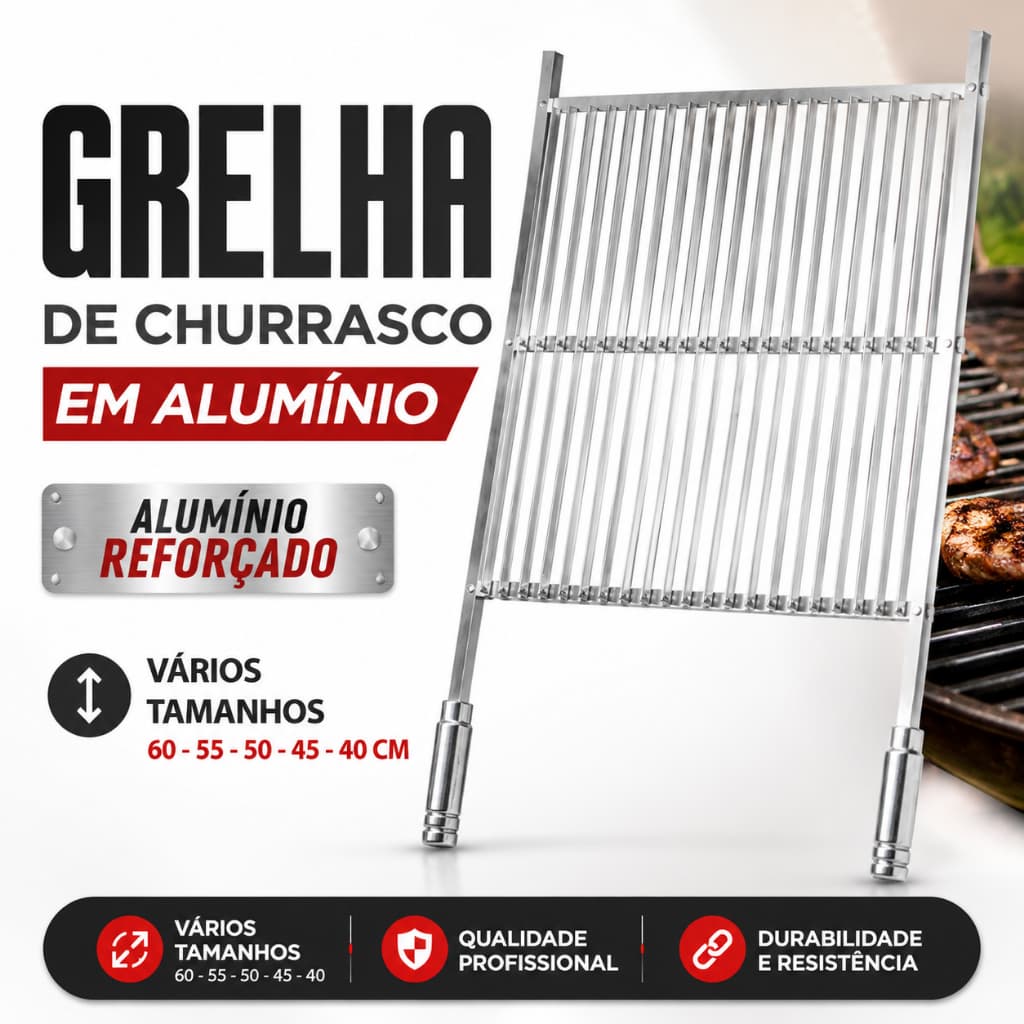 Grelha para Churrasco Reforçada de Alumínio | Para Churrasqueira | Todas as Medidas | Resistente