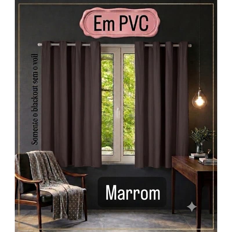 Cortina Blackout  Marrom 2,80m x 1,60m Quarto Sala Cozinha