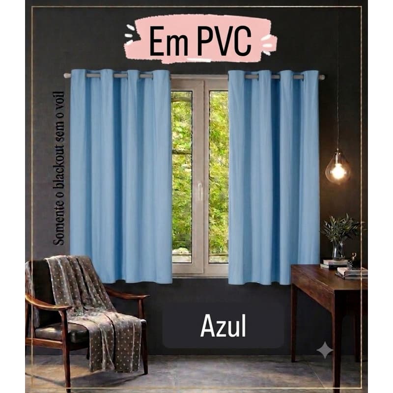 Cortina Blackout  Azul 2,80m x 1,60m Quarto Sala Cozinha