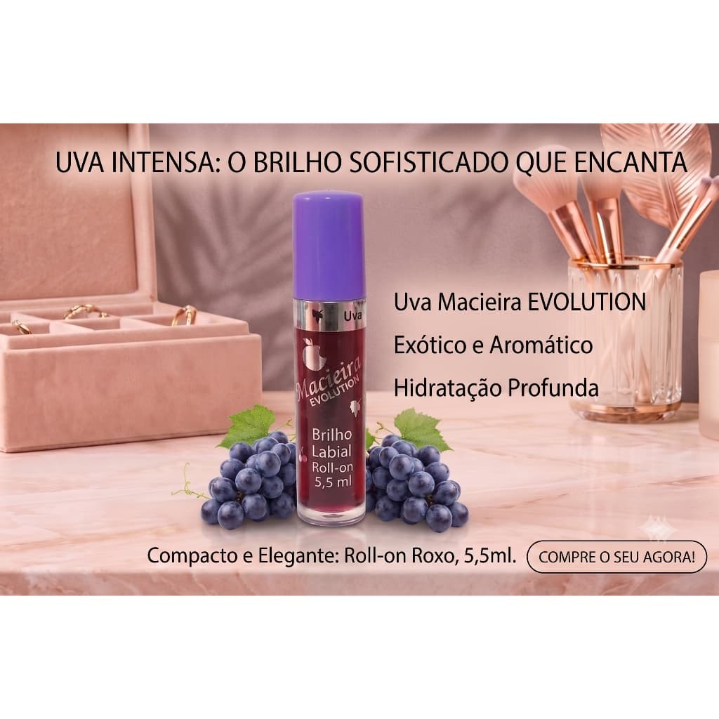 Lip Gloss Macieira uva: Sabor Delicioso e Brilho Espelhado Intenso