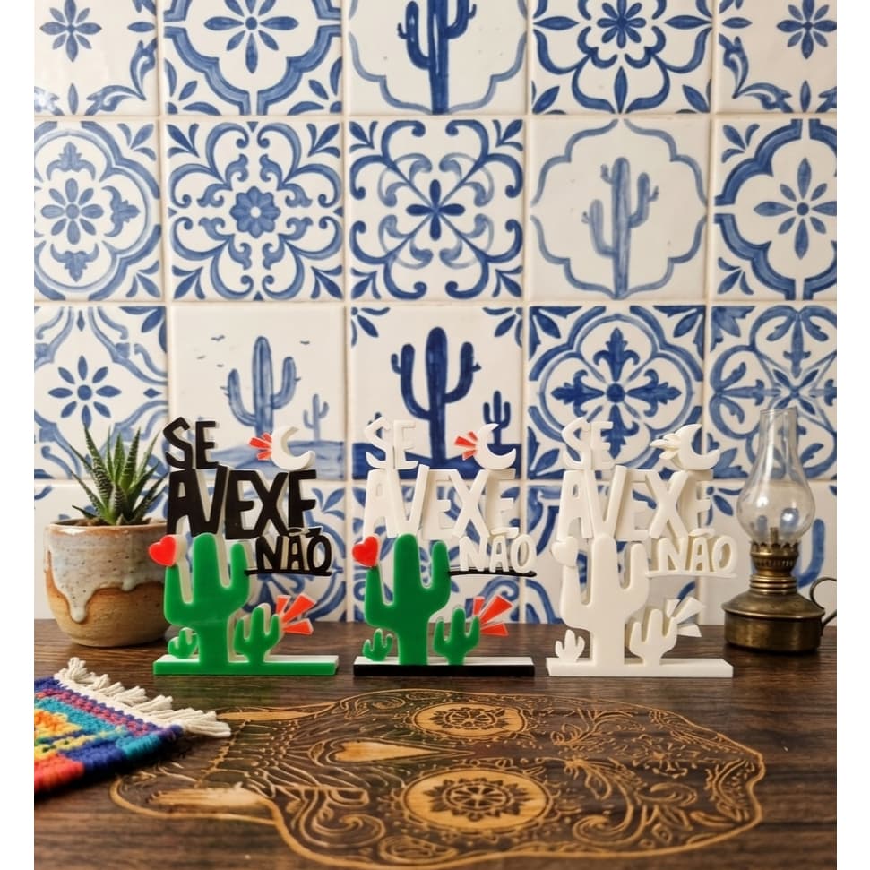 Placa Enfeite Decorativo Nordeste Se Avexe Não Cacto Mesa Prateleira Escultura Decoração Minimalista