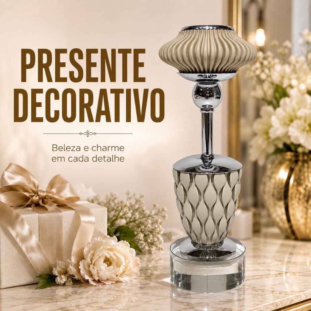 Castiçal Decorativo Porta Vela de Mesa com Base Transparente para Sala e Centro de Mesa