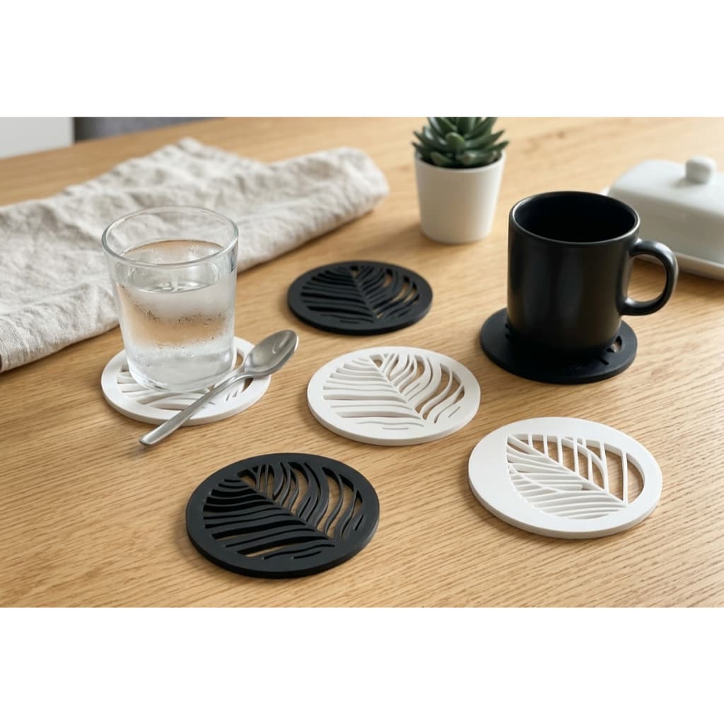 Porta Copo com Folhas 7 cm Decorativo Vazado para Mesa