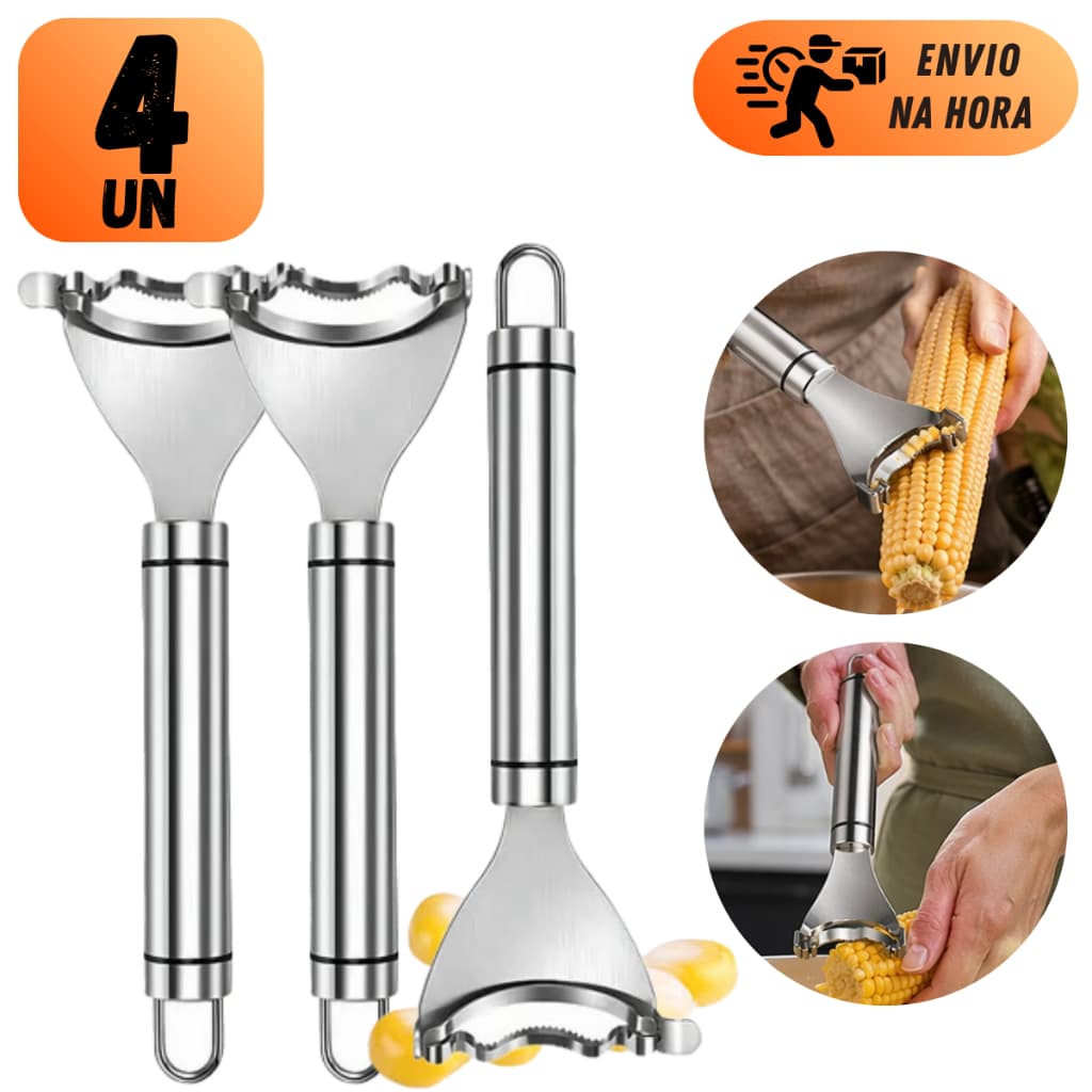 KIT DESCASCADOR DE MILHO INOX 17CM DEBULHADOR MANUAL RASPADOR DE ESPIGA PARA PAMONHA CURAU COZINHA RESTAURANTE
