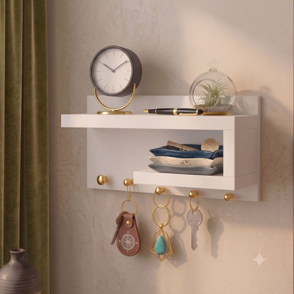 Porta chaves em MDF Branco Organizador Decoração para casa