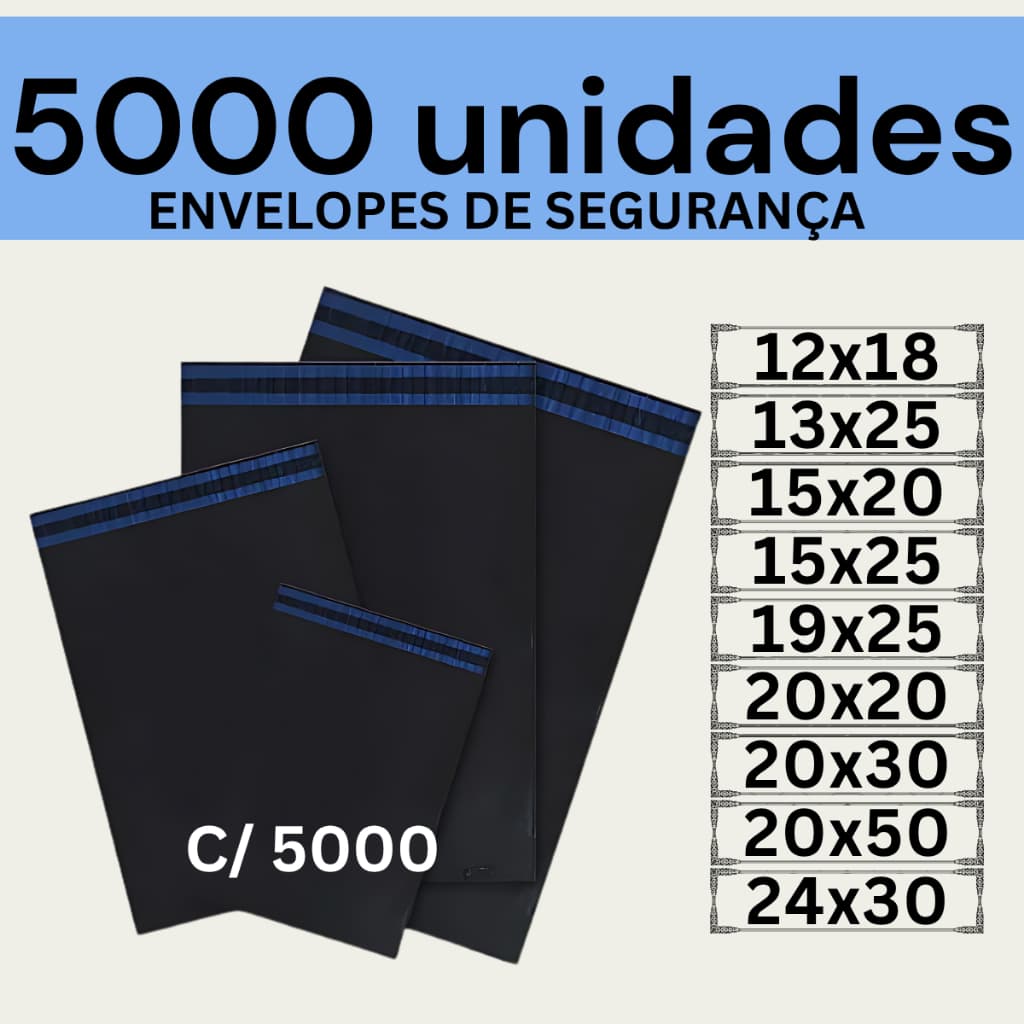 Kit 5000 Envelopes Segurança Embalagem De Envio Saco Inviolável Saquinho Correios Envelope Plástico para Envio