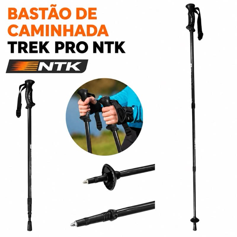 Bastão de Caminhada Trek Pro NTK Ajustável em Alumínio Leve para Trekking, Trilha e Hiking
