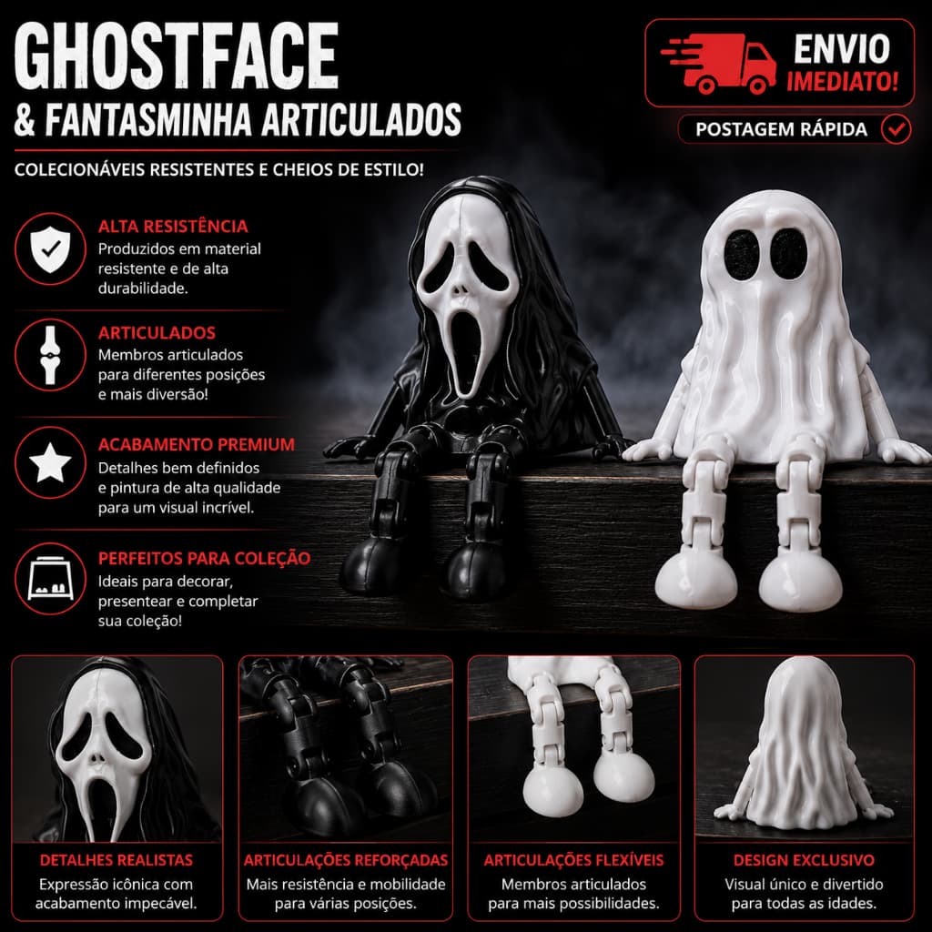 Fantasminha e Ghostface Decoração Setup Gamer Quarto Geek