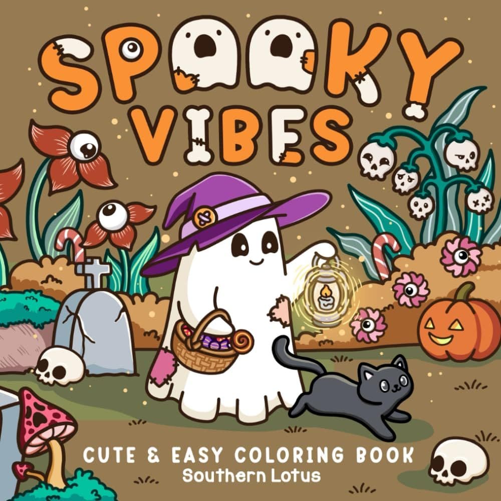 Livro de colorir Spooky vibes cute and easy livrinho